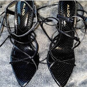 Black strappy Aldo heels